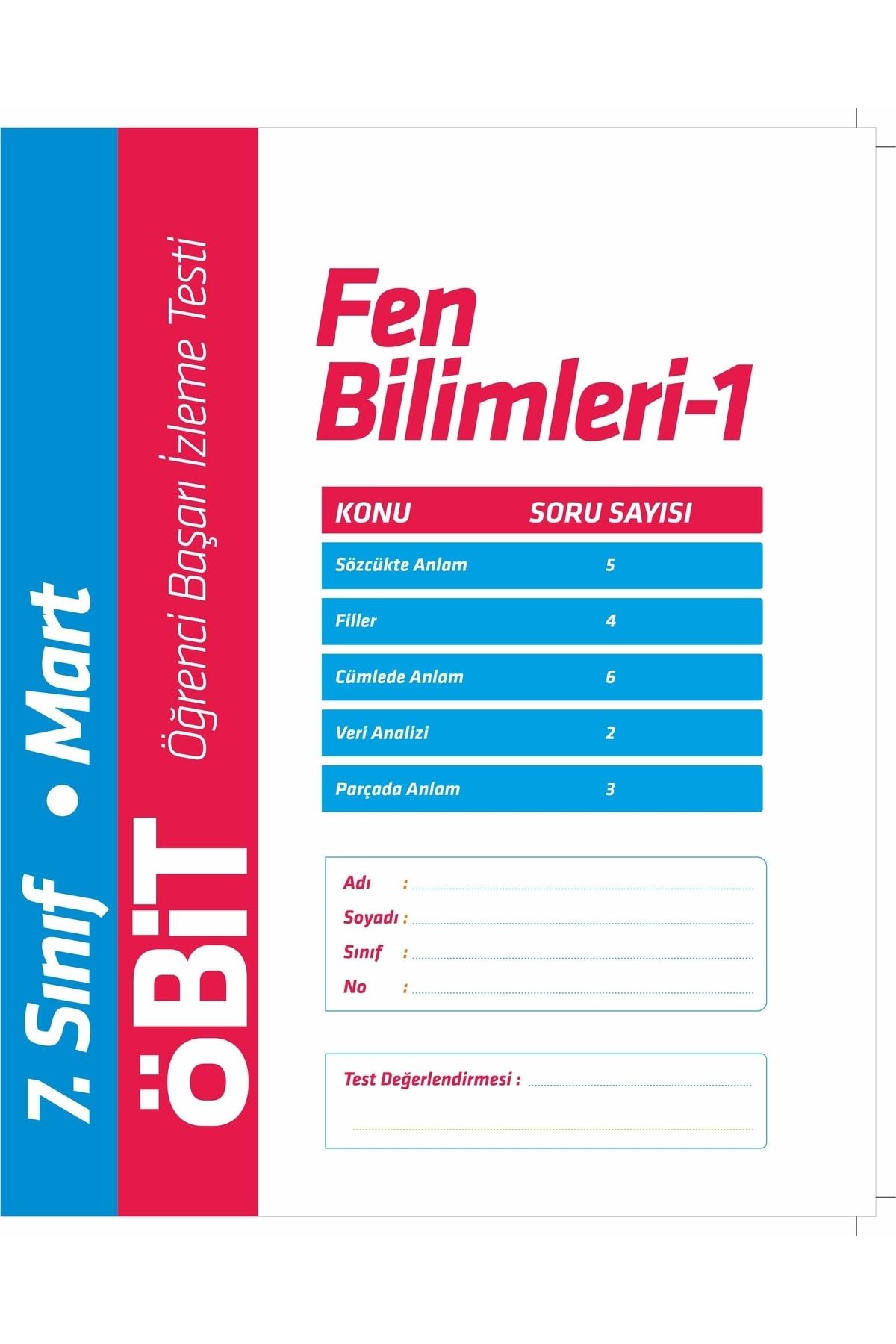 Fen Bilgisi Öğrenci Başarı Takip Branş Testleri